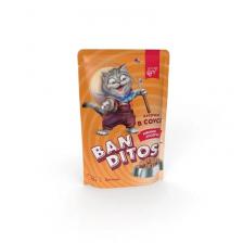 Banditos влажный корм для котят, с мясным ассорти, кусочки в соусе, в паучах - 75 г x 24 шт повседневный премиум для котят с мясом для всех пород паучи Российский корм 1 уп. х 24 шт. х 1.8 кг