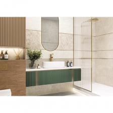 Коллекция матовой настенной плитки Garden в формате 300x900 мм представляет собой сочетание рельефной текстуры камня и тропических листьев. Теплая цветовая палитра коллекции выполнена в бежевых оттенках. Оригинальный декоративный массив с растительным узором листьев имеет многослойные градиенты и тени, за счет чего рисунок кажется живым и объемным. Флористичный узор продолжается на каждой плитке, создавая непрерывный рисунок. Дополнена серия рельефной плиткой с деревянной текстурой, она гармонично сочетается с бежевыми оттенками, расставляя акценты и выделяя функциональные зоны помещения. Плитки имеют ректифицированный край, что позволяет осуществить укладку с минимальным швом. В состав коллекции входит золотой бордюр, ректифицированный керамогранит в формате 600x600 мм, керамогранит с текстурой дерева в формате 200x900 мм. Такая коллекция станет универсальным фоном для современного уютного интерьера.