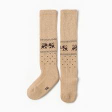 Гольфы детские из монгольской шерсти, бежевые, 5-7 лет