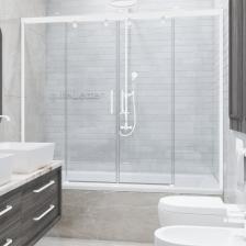 Шторка на ванну четырехсегментная раздвижная производства фабрики GuteWetter. В шторке на ванну реализованы новейшие разработки профильных систем, позволившие отказаться от нижнего направляющего профиля, данная шторка на ванну будет превосходным решением для любой современной ванной комнаты. Внимание! Шторка на ванну производиться с техническим зазором в 15 мм. Так, например, дверь 140 см шириной монтируется в проем от 138,5 до 141,5 см. Минимальная ширина бортика ванной для качественного функционирования направляющего механизма должна быть 55 мм.