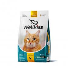 Wellkiss Sterilized Сухой корм для стерилизованных кошек, с курицей, 1,5 кг
