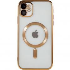 Чехол-накладка Case Show Youself Magsafe для Apple iPhone 11 пластиковый (золотая рамка)