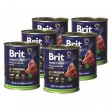 Корм для собак Brit Premium by Nature, для здоровья кожи и шерсти, говядина, сердце 6 шт. х 850 г
