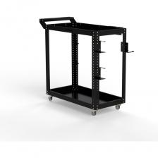 Тележка инструментальная Metalex Тип1 это универсальная и удобная тележка, которая поможет Вам организовать хранение и перемещение Ваших инструментов внутри цеха или гаража. Главная особенность тележек Metalex – это возможность регулировки высоты установки всех полок. Перфорация на стойках сделана с шагом 25 мм. А так же, на все тележки Metalex можно установить большое количество различных аксессуаров. Тележка выдерживает нагрузку до 150 кг., а каждая полка до 75 кг. Высота бортика у полок – 50 мм. На тележке установлены два колеса с углом поворота 360 градусов и два колеса, с таким же углом порота, но со стопорным механизмом. Все тележки Metalex окрашены порошковой краской, которая защитит изделие на долгие годы, даже во время интенсивной эксплуатации.