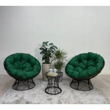 Набор садовый Лаура ПАПАСАН ПЛЮС коричневый 2 кресла, столик, 2 подушки (зеленый, полиэстер) PAPSpl_kmpt_303