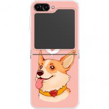 Чехол на Samsung Galaxy Z Flip 5 / Самсунг Галакси Зет Флип 5 с принтом Корги язык