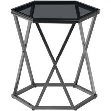 Журнальный столик Stool Group Круз 48*42 стекло smoke сталь темный хром УТ000036339