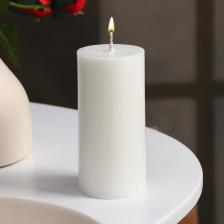 Свеча-цилиндр гладкая, 5x10 см, белая, 6 ч