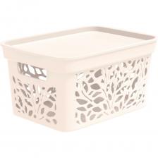 Корзина Полимербыт Leaves с крышкой 5,5 л 274x197x140 мм молочный 438360000 предназначена для бытового использования.Благодаря высокой прочности прослужит долго.Изделие легко чистить, что экономит время и силы.Не содержит токсичных материалов, поэтому безопасна для здоровья.