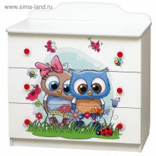 Комод детский для вещей «Совята» №3, с фотопечатью, 810x450x850 мм, цвет белый/разноцветный