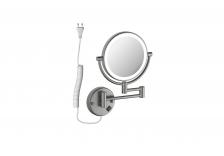 Косметическое зеркало AQUATEK AQ4915BGM с подсветкой, с диммером, двухстороннее, телескопическое, поворотное, хром