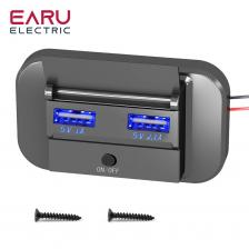 Автомобильное зарядное устройство Earu Dual USB, адаптер 5 В/3,1 А, автомобильное быстрое зарядное устройство с переключателем для автобуса, лодки, автомобиля, грузовика, автомобильные аксессуары