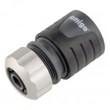 Коннектор для шланга 1/2” с металлической цангой AMIGO grande 79010: Для быстрого соединения устройств в системе полива с шлангом 1/2”. Цанговое соединение. Зажимное кольцо цанги из алюминия: долговечное, износостойкое, не подвержено коррозии. Лепестки цанги, удерживающие шланг, имеют повышенный ресурс работы благодаря специальной конструкции и гибкому полипропилену без памяти формы. Корпус – прочный термостойкий ABS-пластик, устойчивый к УФ-излучению, обеспечивает продолжительный ресурс работы в течение нескольких сезонов. Soft-вставка исключает проскальзывание при креплении к насадке. Широкий диапазон рабочих температур. Надёжное крепление к шлангу. Герметичное соединение с устройством в системе полива. Позволяет соединять шланг с устройством без использования специального инструмента. Для создания современной системы полива: мгновенное подключение, герметичное соединение, вариативность конфигурации.