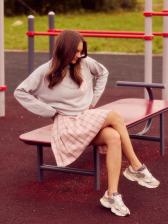 Юбка мини в складку женская MINAKU: Casual Collection, клетка розовая, размер 42