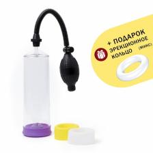 Помпа для пениса вакуумная, груша, ABS-пластик, 23 см, прозрачная