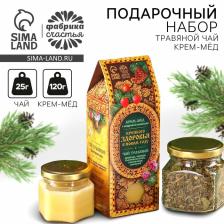 Подарочный набор новогодний «Крепкого здоровья»: чай и крем-мед 120 г