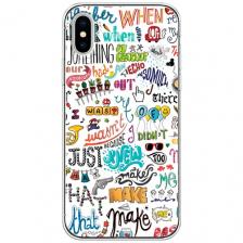 Силиконовый чехол на Apple iPhone X / Айфон X с принтом Много надписей