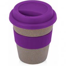 Стакан с силиконовой крышкой "Cafe", цвет серо-коричневый/фиолетовый