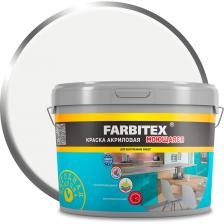 Акриловая краска FARBITEX предназначена для окраски стен и потолков в сухих и влажных помещениях. Наносится на поверхности из самых разных материалов (бетонные, оштукатуренные, гипсокартонные, кирпичные, деревянные поверхности). Благодаря высокой скорости высыхания, покрыть все стены в два слоя можно за несколько часов. Краска удобно наносится, образует паропроницаемое покрытие, выдерживающее влажную уборку.Образует долговечное износостойкое покрытие - оптимально подходит для помещений с повышенной влажностью - суперстойкая, выдерживает многократное мытьё - быстро высыхает и практически не имеет запаха - экологически чистая краска- обладает высокой степенью укрывистости Образует паропроницаемое ""дышащее"" покрытие, устойчивое к мытью мягкой поролоновой губкой.Расход 200-250 г/кв.м в один слой.