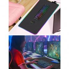 Игровой коврик для мышки большой с подсветкой RGB кожаный