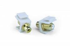 Коаксиал, мультимедиа Hyperline Вставка формата Keystone Jack, F-type / RCA желтый (IN/OUT), gold plated, ROHS, белая [KJ1-RCA/YL-FHG-WH]