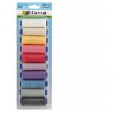 Швейные нитки Gamma (полиэстер), ассорти, 200 я, 183 м, 10 шт, Набор №07 (40/2)