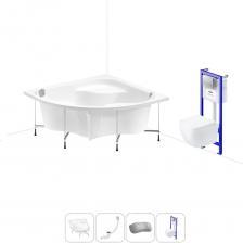 Комплексное предложение для обустройства ванной комнаты по специальной цене. Каждый элемент набора продуман и отвечает лучшим сантехническим решениям для ежедневного комфорта, максимальной гигиены и гарантирует надежный и безопасный монтаж. ВАННА ИЗ ЛИТЬЕВОГО АКРИЛА ОТ LAVINIA BOHO Акриловая ванна Aveo производится в размерах 140*140, 150*150 см и монтируется в угол ванной комнаты. Эргономичная чаша с отлитым сиденьем отличается внушительным объемом: 240 и 300 л в зависимости от размера. Удобные пологие спинки и смещенный в центр ванны слив позволяют максимально комфортно расположиться людям высокого роста и крупного телосложения, а также вдвоем. Широкие площадки на бортиках — идеальное место для размещения часто используемой косметики и предметов гигиены. Усиленный армированный корпус отлично сохраняет форму и не деформируется при нагрузках и наполнении чаши горячей водой. ПРОЧНЫЙ КАРКАС ИЗ СТАЛИ Ванна монтируется на усиленный стальной каркас и стабилизируется креплениями к стене. Конструкция надежно фиксирует чашу и равномерно распределяет динамическую нагрузку до 500 кг. Регулировка опор по высоте нивелирует перепады уровня пола на различных поверхностях. СИФОН С ПОВЫШЕННОЙ ФУНКЦИОНАЛЬНОСТЬЮ Автоматический слив-перелив Useful Extras от Wellsee с донным клапаном click-clack и съемной накладкой на перелив изготовлен из полипропилена повышенной прочности. Накладка на перелив и крышка донного клапана выполнены из латуни. Функция верхней очистки позволяет с легкостью устранять возможные засоры, а плоский гидрозатвор служит барьером для неприятных канализационных газов и занимает минимум места под ванной. ПОДГОЛОВНИК НА САМОКЛЕЯЩЕЙСЯ ЛЕНТЕ Подголовник на ванну от Wellsee из вспененного полиуретана с гелевой структурой гипоаллергенен и безопасен для здоровья человека. Благодаря волнообразной форме и высокой эластичности подушка мгновенно адаптируется к изгибам тела, равномерно распределяет нагрузку в шейно-воротниковой зоне. Поверхность изделия не впитывает влагу и запахи, что гарантирует высокий уровень гигиены и износостойкость при продолжительном контакте с водой. ПОДВЕСНОЙ УНИТАЗ LAVINIA BOHO СО 100% ОТКРЫТЫМ КРАЕМ Унитаз Lavinia Boho One в минималистичном дизайне — бестселлер поколения безободковой керамики из санфарфора. Гладкая беспористая поверхность обладает повышенной прочностью и износостойкостью, не скапливает грязь и сокращает рост бактерий. Чаша Rimless со скрытым креплением качественно омывается с первого смыва без брызг и обеспечивает 100% гигиеничность и простоту в уходе за изделием. При мощном каскадном смыве выделения сразу попадают в воду и блокируются жидкостью, минимизируя распространение неприятных запахов. БЫСТРОСЪЕМНОЕ СИДЕНЬЕ С КРЫШКОЙ Эргономичная форма сиденья позволяет с удобством расположиться людям разного возраста и комплекции. Благодаря встроенным в петли демпферам сиденье с крышкой опускаются мягко и бесшумно. Установить или снять сиденье можно всего за несколько секунд одним нажатием. Конструкция выдерживает нагрузку до 400 кг и имеет более 100.000 циклов открывания/закрывания. Сиденье из дюропласта гипоаллергенно и полностью безопасно при контакте с кожей человека. УНИВЕРСАЛЬНАЯ ИНСТАЛЛЯЦИЯ С БЕСШОВНЫМ БАЧКОМ Инсталляционная система Lavinia Boho Relfix с универсальным креплением позволяет производить не только стандартный «прямой» монтаж рамы к стене, но и осуществлять «поворотный» монтаж, вплоть до установки в угол помещения. Цельнолитой бачок системы изготовлен из долговечного полимерного материала HDPE и изолирован от конденсационной влаги. Все соединительные элементы бачка для подключения инсталляции к трубопроводу изготовлены из латуни. ДИСПЕНСЕР ДЛЯ ДЕЗОДОРАЦИИ Дозатор для дезинфицирующих средств устанавливается в бачок инсталляционной системы RelFix и поддерживает гигиену унитаза, аромат свежести в туалетной комнате. Благодаря точной подгонке резервуара под туалетные блоки при каждом смыве с водой поступает одинаковое количество дезинфицирующего средства, которое равномерно распределяется по чаше унитаза. УЛЬТРАТОНКАЯ КЛАВИША СМЫВА Ультратонкий монтаж панели смыва сохраняет эстетику