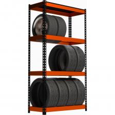 Стеллаж служит для компактного хранения шин или колес. Предназначен для хранения покрышек автопарка до трех машин (можно расположить 12 легковых или больших колёс). Конструкция: сборно-разборная, регулировка полок по высоте. Выполнен из стали толщиной 2 мм. Металлическая конструкция способна выдержать вес до 600 кг. Применяется: в гаражах, автомагазинах, автомастерских, СТО, на производствах, на складах и на других объектах. Количество ярусов - 3 шт. Полка - 1 шт.