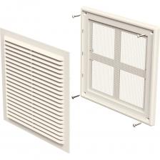 Решетка для декоративного оформления выходов приточных и вытяжным систем общественных и промышленных зданий. Решетка для настенного или потолочного монтажа. Двуэлементная конструкция. Крепление с помощью шурупов. Внутренняя часть крепится к основанию при помощи защелок для чистки без демонтажа решетки. Оснащена защитной сеткой от насекомых.