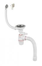 Сифон WIRQUIN NEO с нержавеющей чашкой ?114 мм, с отв., перел. и с гофротрубой L800 мм (3 1/2 "- ?40/50)