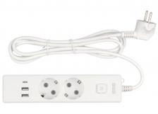 Powercube Power Cube сетевой фильтр c USB, 1,9 метра, USB-порты:Type-A: 2 шт,Type-C: 1 шт.зарядка 3.5А/20вт, 2 розетки с заземлением, 16А/3,5кВт, cечение провода: 3х1,0мм2, белый, 2 года гарантии, Россия [PC-4-2M]