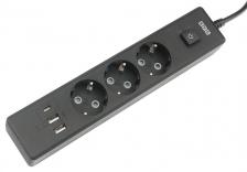 Powercube Power Cube сетевой фильтр c USB, 1,9 метра, USB-порты:Type-A: 2 шт,Type-C: 1 шт.зарядка 3.5А/20вт, 3 розетки с заземлением, 16А/3,5кВт, cечение провода: 3х1,0мм2, черный, 2 года гарантии, Россия [PC-6B-2M]