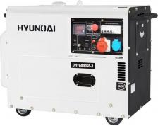 HYUNDAI [DHY 6000SE-3] Генератор дизельный { двигатель HYUNDAI D400,4-х такт, 10 л.с.,418см3, max 5,5 кВт/nom 5,0кВт, 230В/50Гц, запуск ручной/электро, 158 кг }