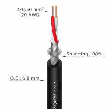 ROXTONE MC022L-LSZH/100 Black Mикрофонный кабель 2х0,5мм2, D 6.8мм в LSZH-оболочке, на катушке(100м). Цвет: Черный. – фото 1