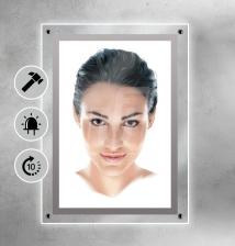 "Световая панель Crystal premium А3+ (387х510x9мм) с креплением к стене Односторонняя" Unistframe "Световая панель Crystal premium А3+ (387х510x9мм) с креплением к стене Односторонняя" Unistframe