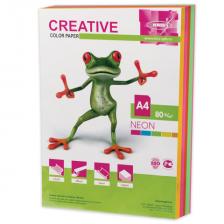 Бумага цветная CREATIVE color, А4, 80 г/м2, 250 л., (5 цветов х 50 листов) микс неон, БНpr-250r Бумага цветная CREATIVE color, А4, 80 г/м2, 250 л., (5 цветов х 50 листов) микс неон, БНpr-250r