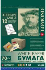Lomond Самоклеящаяся универсальная бумага для этикеток, A4, 12 шт. (97 x 42.3 мм), 70 г/м2, 50 листов
