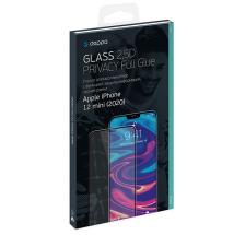 Черное защитное стекло с приват фильтром для iPhone 12 mini Deppa 3D Tempered Glass – фото 1