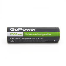 Аккумулятор Li-ion GoPower ICR18650 PC1 3.7V 2000mAh без защиты – фото 1