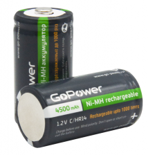 Аккумулятор бытовой GoPower R14 C BL2 NI-MH 4500mAh, упаковка 2 шт – фото 2