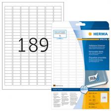 HERMA 10001/4344 (круглые углы) Этикетки самоклеющиеся Бумажные А4, 25.4 x 10.0, цвет: Белый, клей: не перманентный (removable - обладает свойствами стикера), для печати на: струйных и лазерных аппаратах, в пачке: 25 листов/4725 этикеток – фото 1