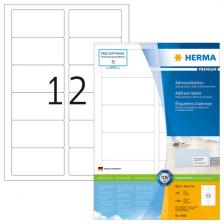 HERMA 4666 Этикетки самоклеющиеся Бумажные А4, 88.9 x 46.6, цвет: Белый, клей: перманентный, для печати на: струйных и лазерных аппаратах, в пачке: 100 листов/1200 этикеток – фото 1