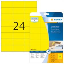 HERMA 4466 Этикетки самоклеющиеся Бумажные А4, 70.0 x 37.0, цвет: Желтый, клей: перманентный, для печати на: струйных и лазерных аппаратах, в пачке: 25 листов/600 этикеток – фото 1