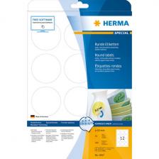 HERMA 5067 (круглые) Этикетки самоклеющиеся Бумажные А4, д. 60 мм, цвет: Белый, клей: не перманентный (removable - обладает свойствами стикера), для печати на: струйных и лазерных аппаратах, в пачке: 25 листов/300 этикеток