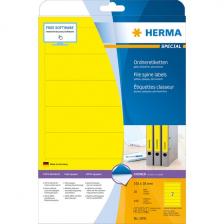 HERMA 5091 (для папок) Этикетки самоклеющиеся Бумажные А4, 192.0 x 38.0, цвет: Желтый, клей: перманентный, для печати на: струйных и лазерных аппаратах, в пачке: 25 листов/175 этикеток