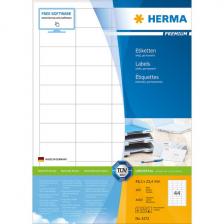 HERMA 4272 Этикетки самоклеющиеся Бумажные А4, 48.3 x 25.4, цвет: Белый, клей: перманентный, для печати на: струйных и лазерных аппаратах, в пачке: 100 листов/4400 этикеток HERMA 4272 Этикетки самоклеющиеся Бумажные А4, 48.3 x 25.4, цвет: Белый, клей: перманентный, для печати на: струйных и лазерных аппаратах, в пачке: 100 листов/4400 этикеток
