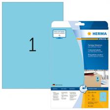 HERMA 4423 Этикетки самоклеющиеся Бумажные А4, 210.0 x 297.0, цвет: Голубой, клей: перманентный, для печати на: струйных и лазерных аппаратах, в пачке: 20 листов/20 этикеток – фото 1