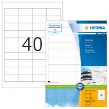 HERMA 4474 Этикетки самоклеющиеся Бумажные А4, 48.5 x 25.4, цвет: Белый, клей: перманентный, для печати на: струйных и лазерных аппаратах, в пачке: 100 листов/4000 этикеток – фото 1