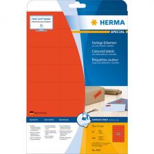 HERMA 4467 Этикетки самоклеющиеся Бумажные А4, 70.0 x 37.0, цвет: Красный, клей: перманентный, для печати на: струйных и лазерных аппаратах, в пачке: 25 листов/600 этикеток