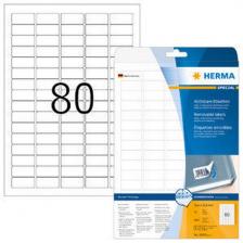 HERMA 4345 (круглые углы) Этикетки самоклеющиеся Бумажные А4, 35.6 x 16.9, цвет: Белый, клей: не перманентный (removable - обладает свойствами стикера), для печати на: струйных и лазерных аппаратах, в пачке: 25 листов/2000 этикеток HERMA 4345 (круглые углы) Этикетки самоклеющиеся Бумажные А4, 35.6 x 16.9, цвет: Белый, клей: не перманентный (removable - обладает свойствами стикера), для печати на: струйных и лазерных аппаратах, в пачке: 25 листов/2000 этикеток